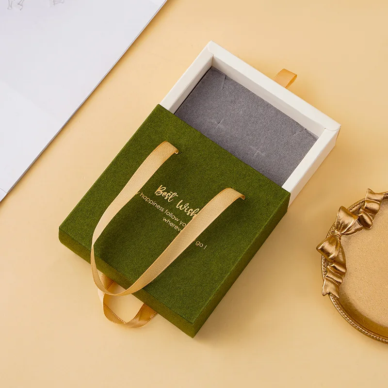 Custom logo printed jewelry necklace drawing box package slide drawer paper box for jewelry packaging