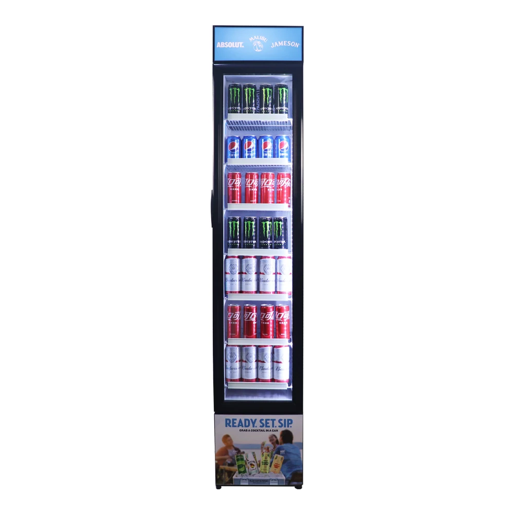 Slim Vertical Commercial Display Fridge With Glass Door