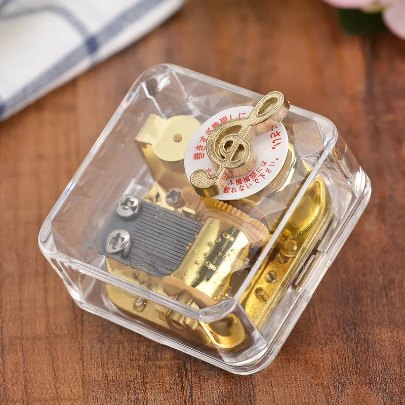 Acrylic Music Box Square  shape With Wind Up Mechanism