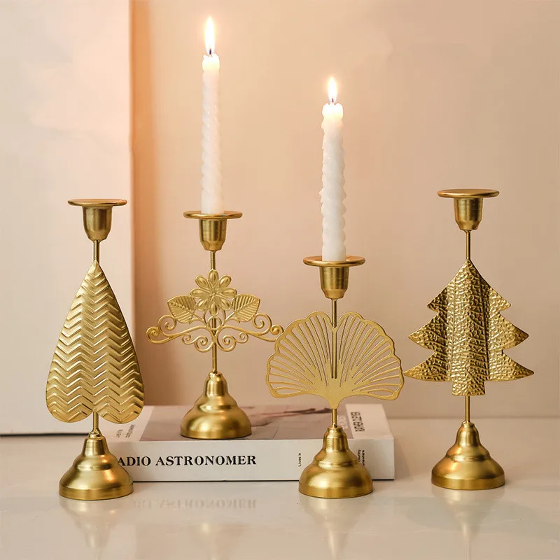 Design Black Metal Candlestick Wedding Decoration Photography Atmosphere Wrought Iron Pillar Candle Holders