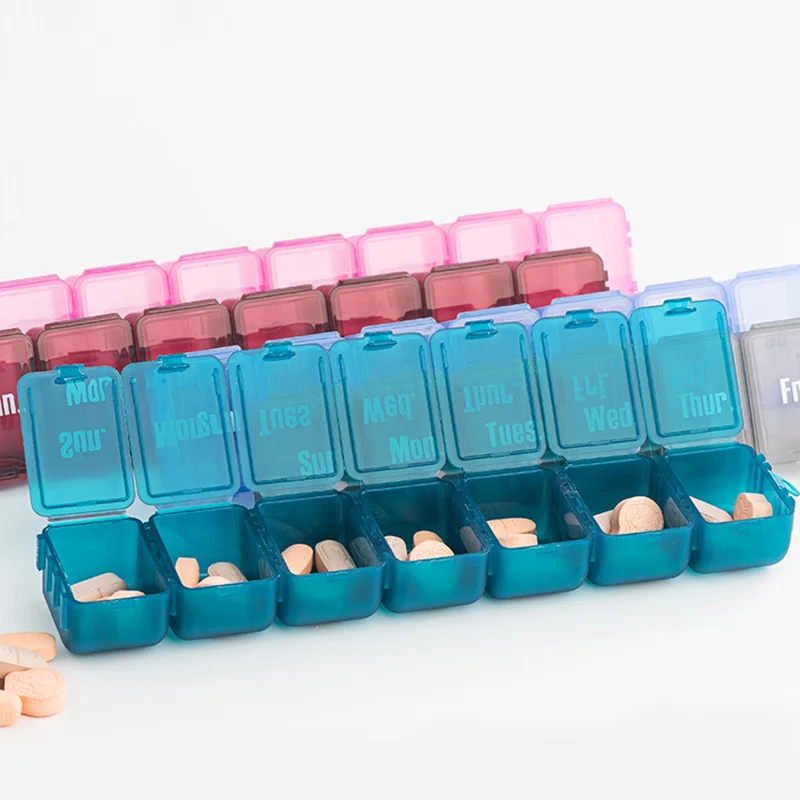 Wholesale Travel Weekly Pill Box Portable Plastic Compartment Pills Organizer Vitamin pill cases medicine box