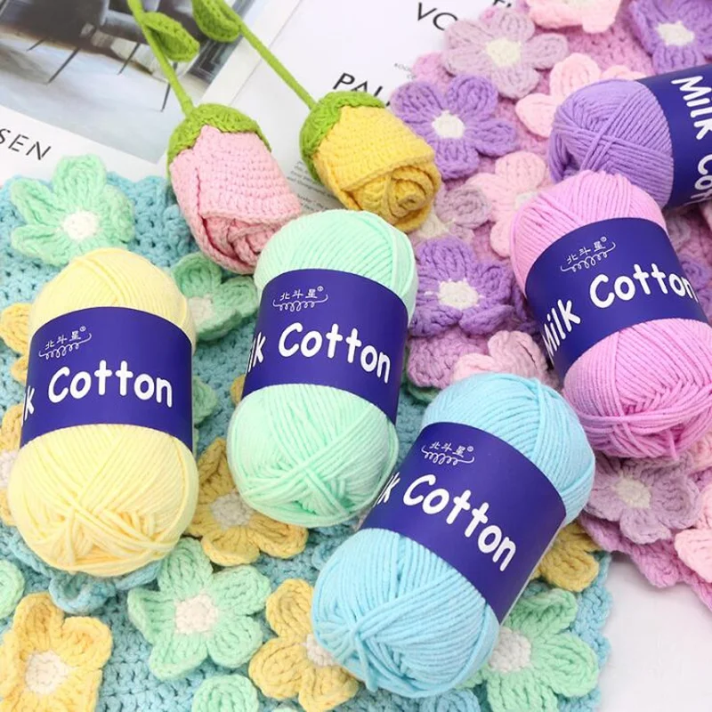 
2020 Fashion 5 Strands Milk Cotton Crochet Thread Yarn 36 Colors Soft Cotton Thread Sewing DIY Dolls Hand Knitting Yarn 
