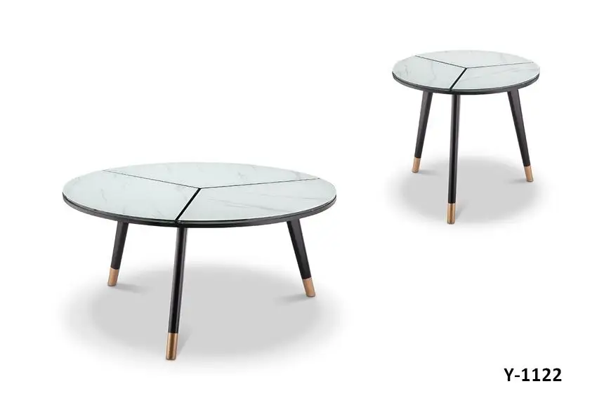 Living Room Custom Made Triangle 3 Leg White Round Nordic Wrought Iron Marble Tea Center Coffee Table