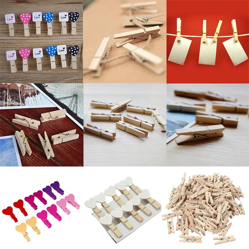 24pcs/bag 4.8*0.7cm Heavy Duty Wooden Clothespins for Hanging Photo DIY Handmade Craft