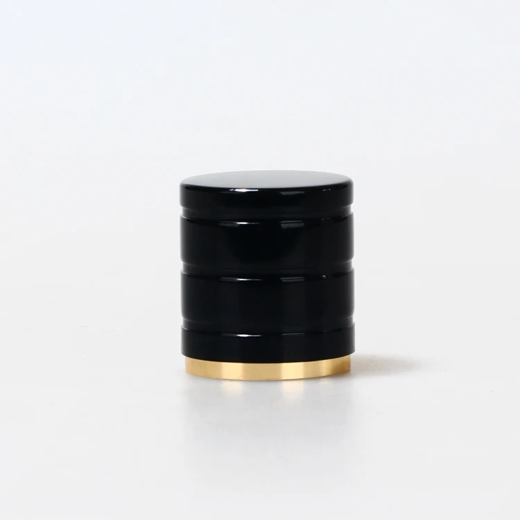 High quality fea 13Mm 15Mm Black Magnetic Metal Perfume Cap With Collar For Cosmetic Packaging