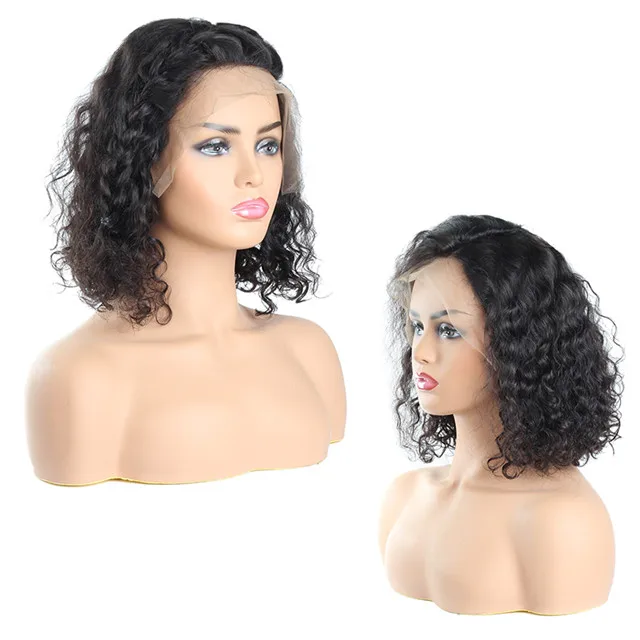 Short deep curly lace bob wig with baby hair 100% human hair for black women, wholesale Brazilian lace front lace wigs vendors