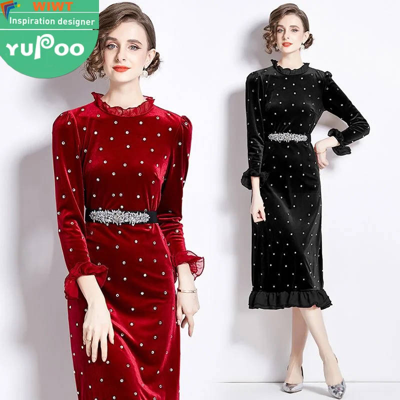 115-8718- Woman Clothes Manufacturer Wholesale Fashion Inspiration Elegant Vintage Lady Floral Evening Casual Dresses
