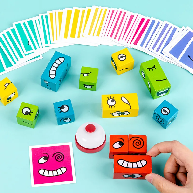 Wooden Educational Toy Face Changing Magic Cube Children Logical Thinking Training Family Parent-child Interactive Desk Game
