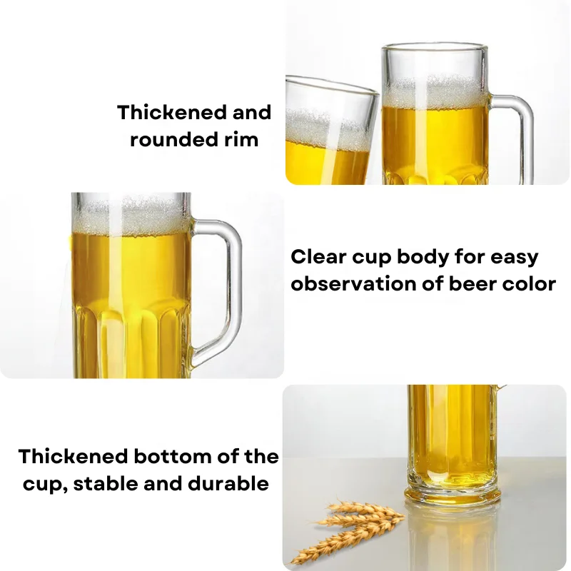 Wholesale Custom Classic 30oz Thicken strong unbreakable beer mugs glass steins soft drinks glass cup beer glass with handle