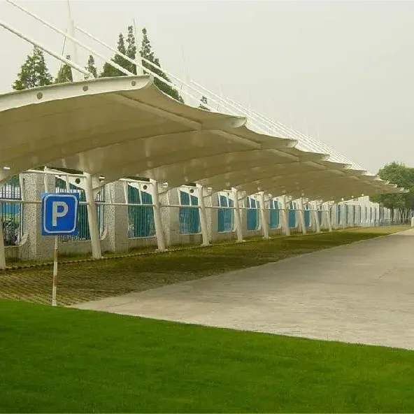 Prefabricated steel sun shade carport structure cover tensile membrane structure for car parking canopy