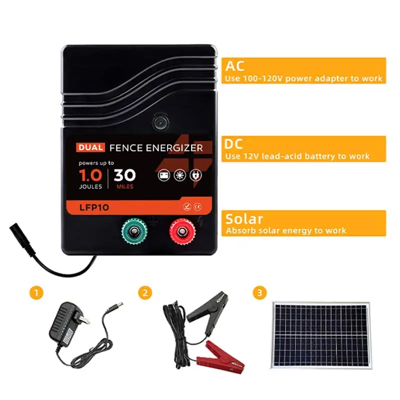 30 Miles	 fence wire energizer farm fence solar energizer Electric Fence Energizer