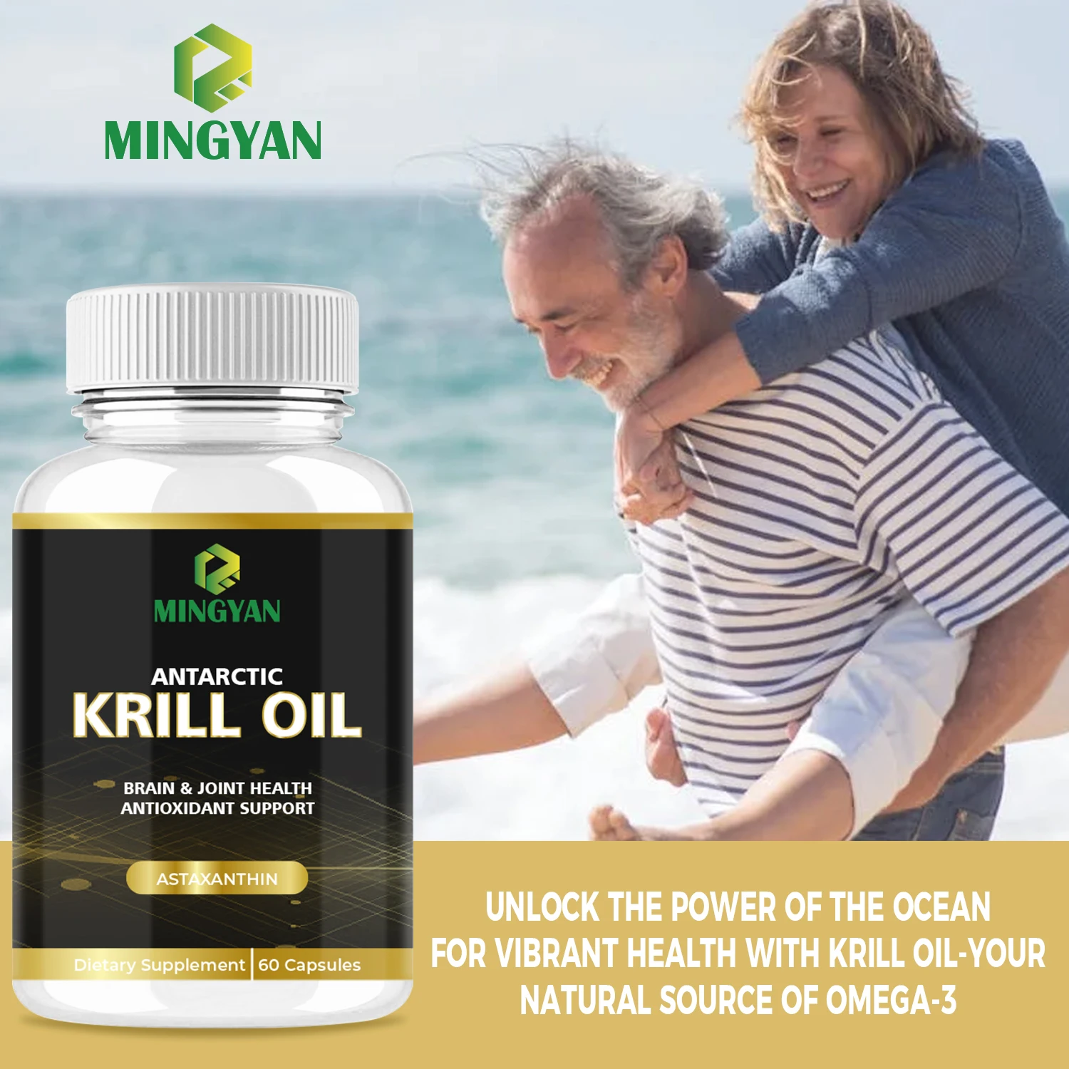OEM/ODM Krill Oil Omega 3 Fatty Acid Supplements 1250 mg, High EPA DHA & Astaxanthin Concentration for Brain, Joint Health