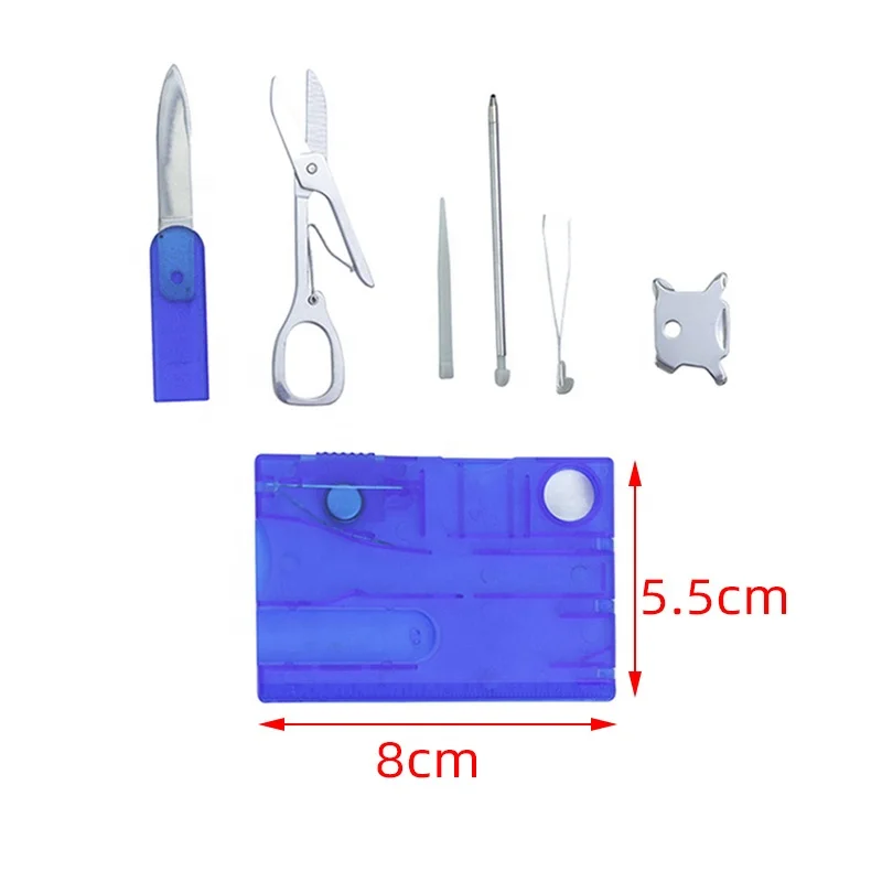 Pocket Knife Card Edc Multi Tool EDC Card Transparent Card Multi Tool, Scissors Tweezers Ruler Knife Combine Tool Kits In Box