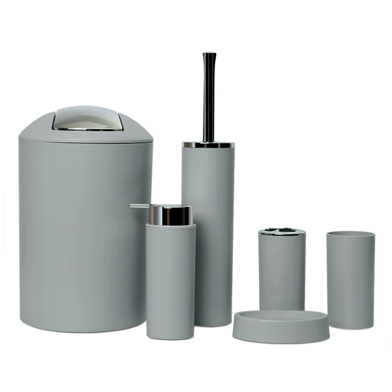 
Factory Price Eco-friendly Houseware Black Plastic Bathroom Accessories Set 
