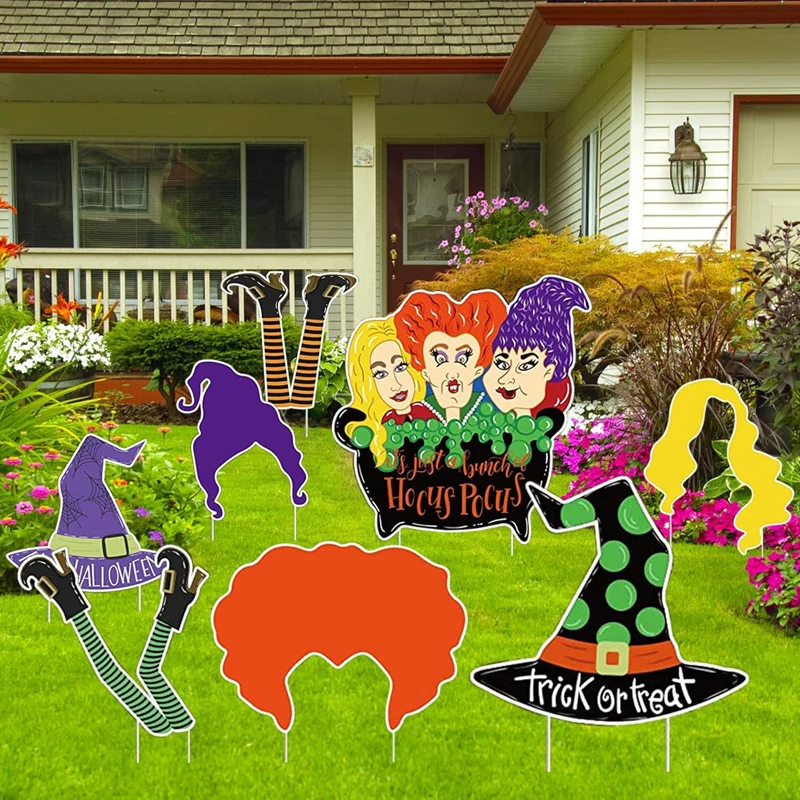 Wholesale Halloween Fluorescent Ghosts Monsters Pumpkin Cat Tombstone Yard Signs Custom Lawn Signs Garden Decoration Ornaments