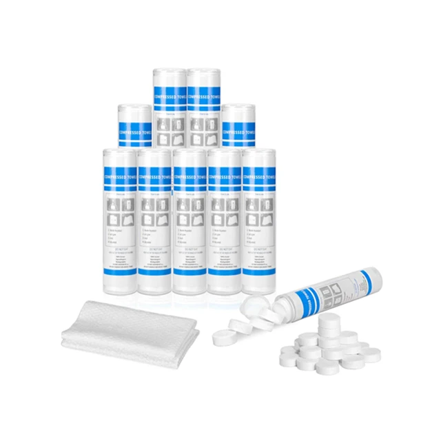 100 Pcs Disposable-Wipes-Compressed-Towels-Tablets, Tissue Coin Towel  with 10 Carrying Cases