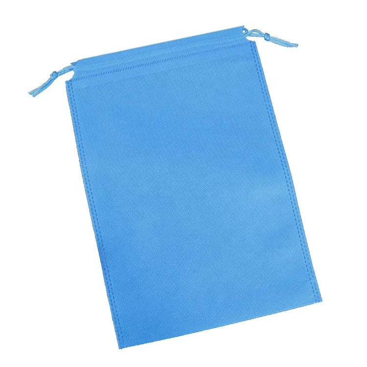 Double strings eco-friendly grocery bag nonwoven drawstring bag black