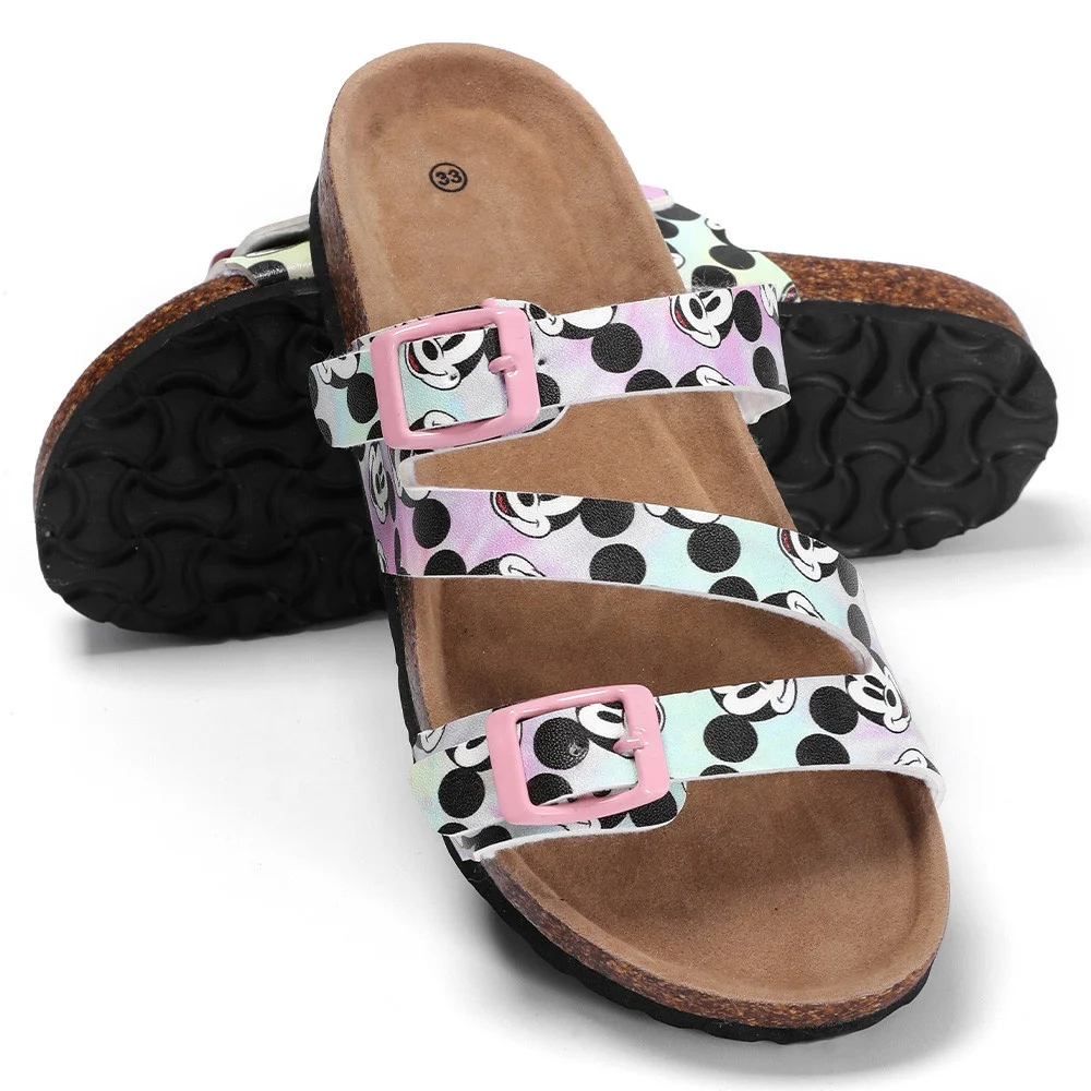 Casual Sandals Summer Outdoor Cork Slippers Factory Export Good Quality Big Kids Girls Cartoon Custom PU Micro Fiber Felt Open