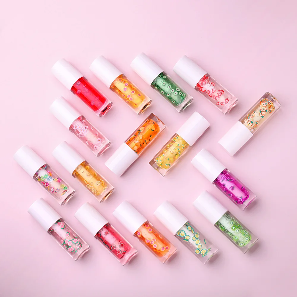 Popular Style 16 Colors Private Label Non-sticky Plump Moisturizing Lip Oil Fruit Vegan Clear Liquid Lip Oil