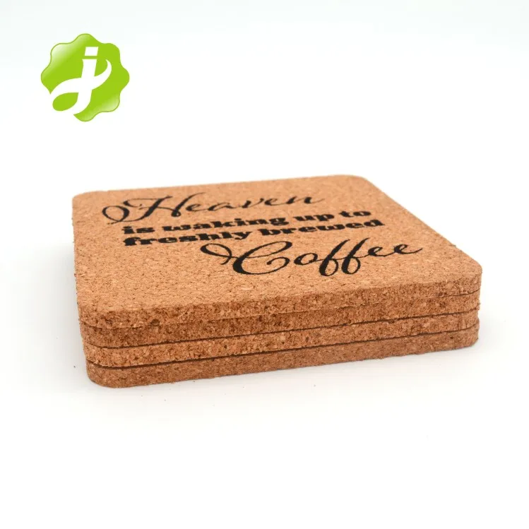 Hot Selling Cork Coaster Laser Engraving Drink Coaster Natural round Wooden Coaster Set
