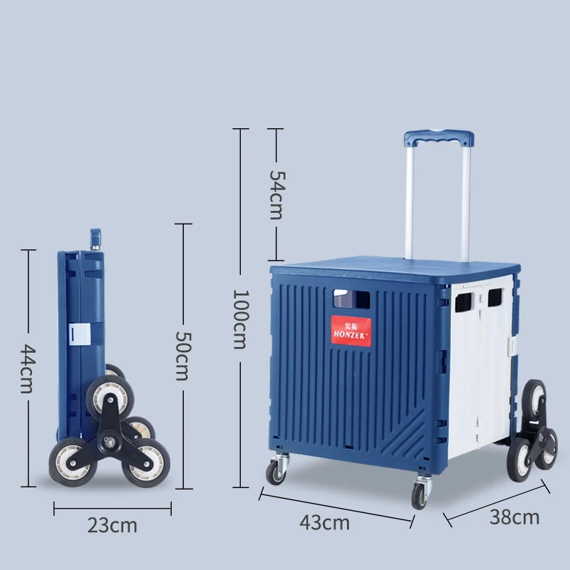 Factory Plastic Folding Shopping Carts trolley with wheels collapsible Shop truck supermarket pack roll Cart Hand Pull Trolley