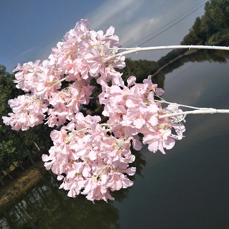 Artificiel Decor Flowers Wholesale High Quality Light White Silk Cherry Blossom Branches Artificial Flower For Wedding