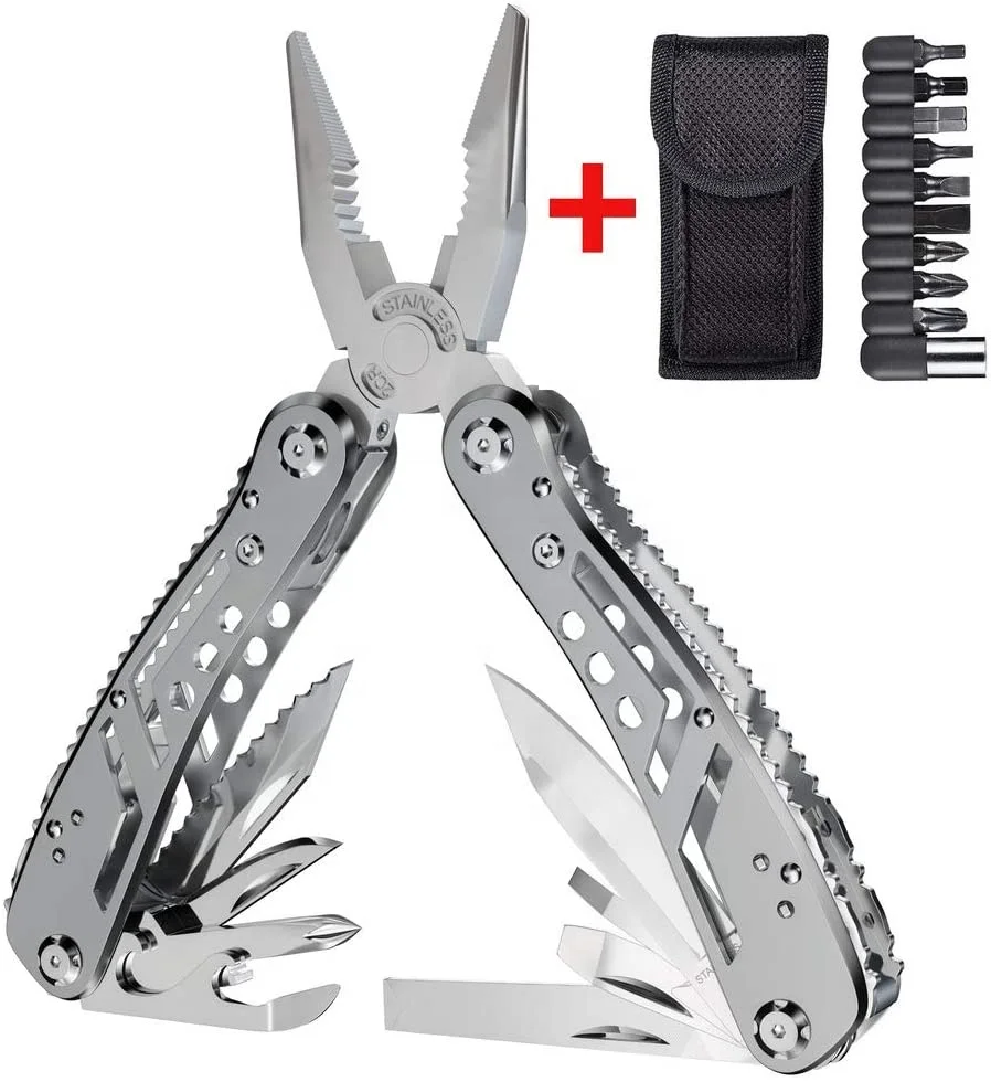 Outdoor Camping Folding Multitool Hand Tool Gear Mini Multifunction Pliers With Bits For Work EDC Camping