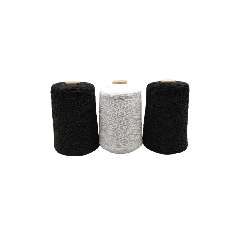 Hot selling white/black spandex/polyester 140/75/75 polyester spandex double cover yarn elastic Yarn