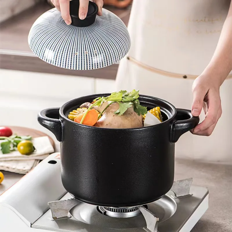 Gas stove Safe Casserole Pot Ceramic Clay Pot Cookware Casserole Dish Soup Stew Pot Ensemble Casserole with Lid