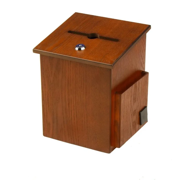 Factory Direct Sale Handmade Locking Hinged Lid Oak Wood Suggestion wooden box