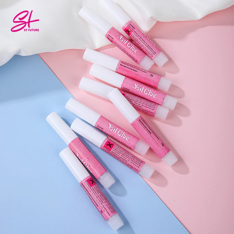 ST FUTURE Custom Label Strong Super Bond False Fake Press On Nails Mini Pink 2g Nail Tips Glue Bulk Gel