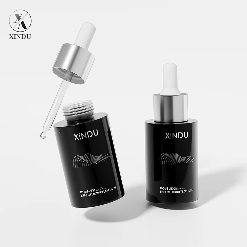 Custom Logo 30ml 50ml Flat Shoulder Amber Green Thick Hair Oil Serum Glass Dropper Bottle For Essential Oil
