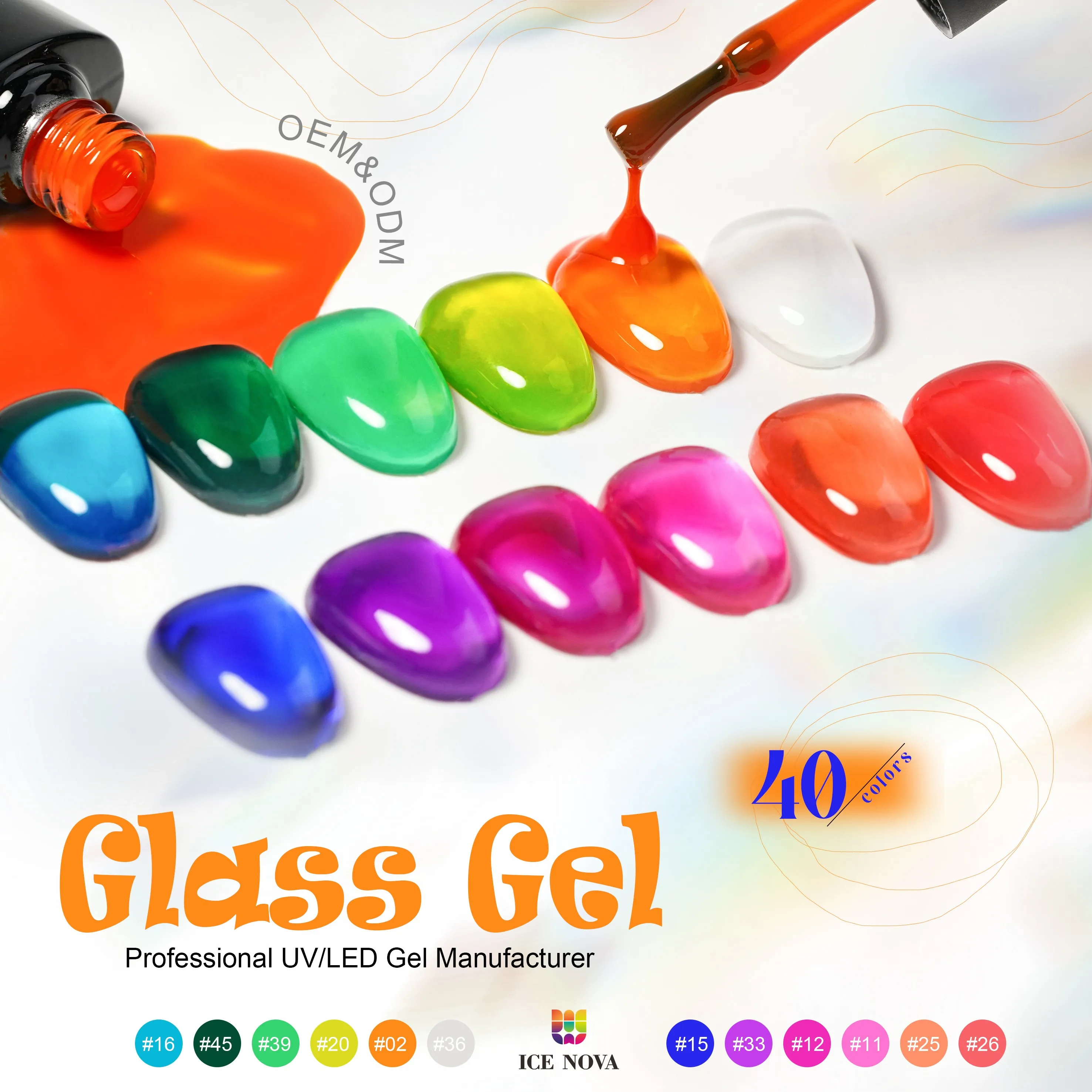 ICE NOVA Glass Gel 2024 New 15ml Super Shiny Non Wipe Soak Off UV LED Gel Nail Polish Top Coat For Nail Art