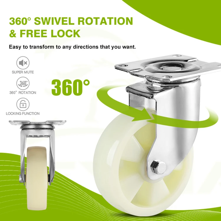 Pp Caster Wheels 75/100/125/150 Mm European Industrial Casters Wheel For Trolley Caster