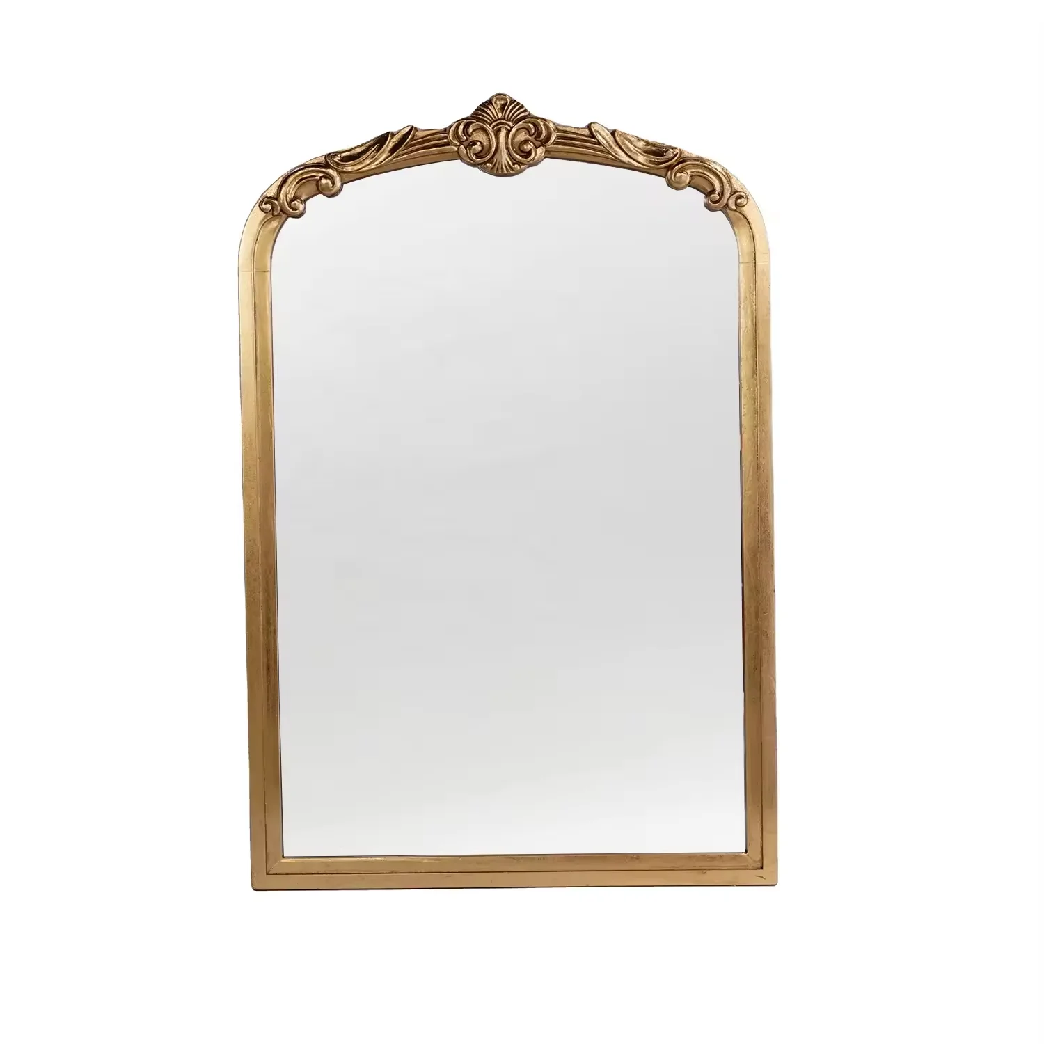 Luxury Design French Mirror Gold Metal Frame Wall Mirror Modern Decor Arch Decorative Hanging Metal Wall Mirror