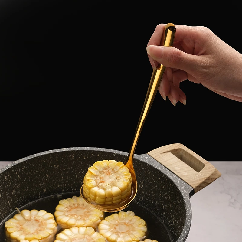 Kitchen Hot Pot Spoon Serving Metal Filter Spoon 304 Stainless Steel Soup Ladle Spoon