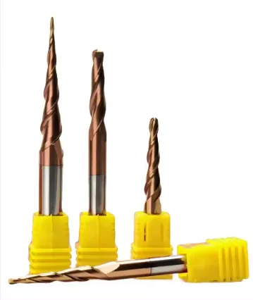 Strong Life Tungsten Carbide Cutter With Coating R0.25-2mm Two Flute Tapered Ball Nose End Mills for Wood Machining