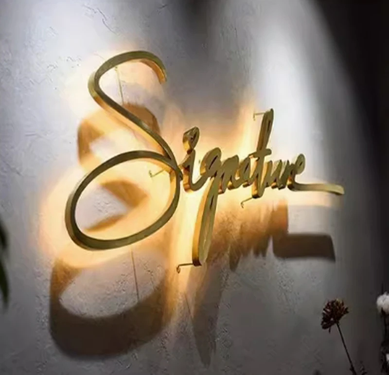 Factory direct wholesale office wall led sign logo indoor business sign logo maker customized backlit letters advertising signs