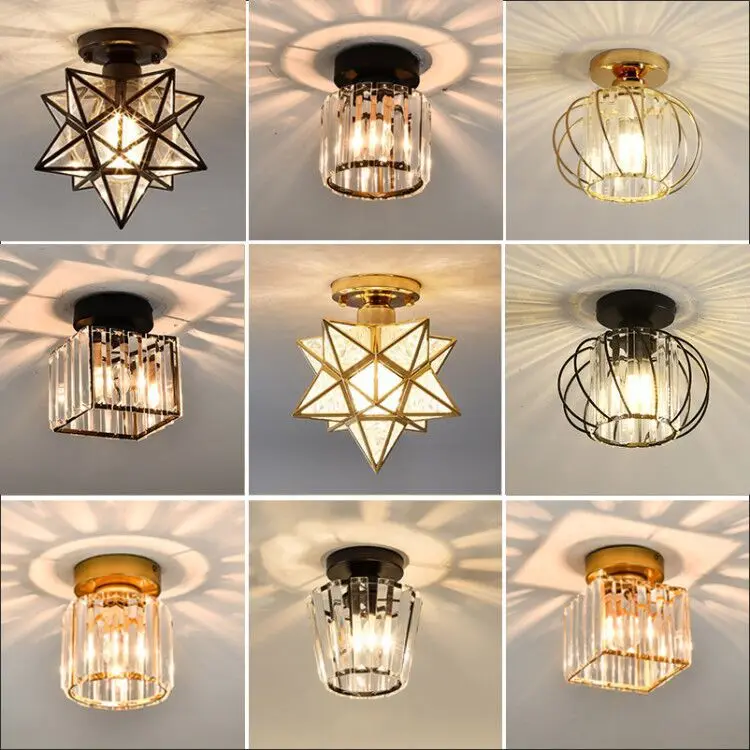 Modern Simple Nordic Crystal Ceiling Light Luxury Entrance Hall Light Creative Aisle Corridor Balcony Small Ceiling Lamp LED 90