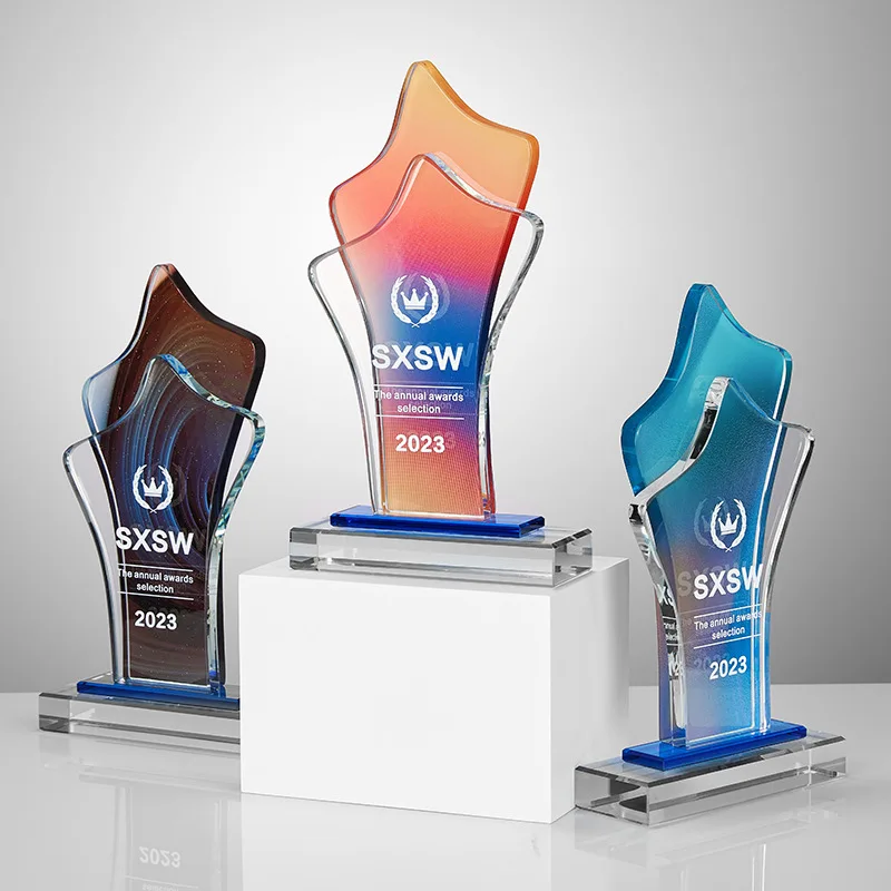 Guangzhou cheap wholesale blank custom logo laser engraved k9 Crystal Trophy award for business Gifts