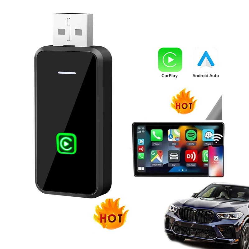 Factory OEM Custom 2024 tiktok trend USB Wired To Wireless Carplay Adapter CP520 Car Play Dongle Box for Apple iphone iOS 10+
