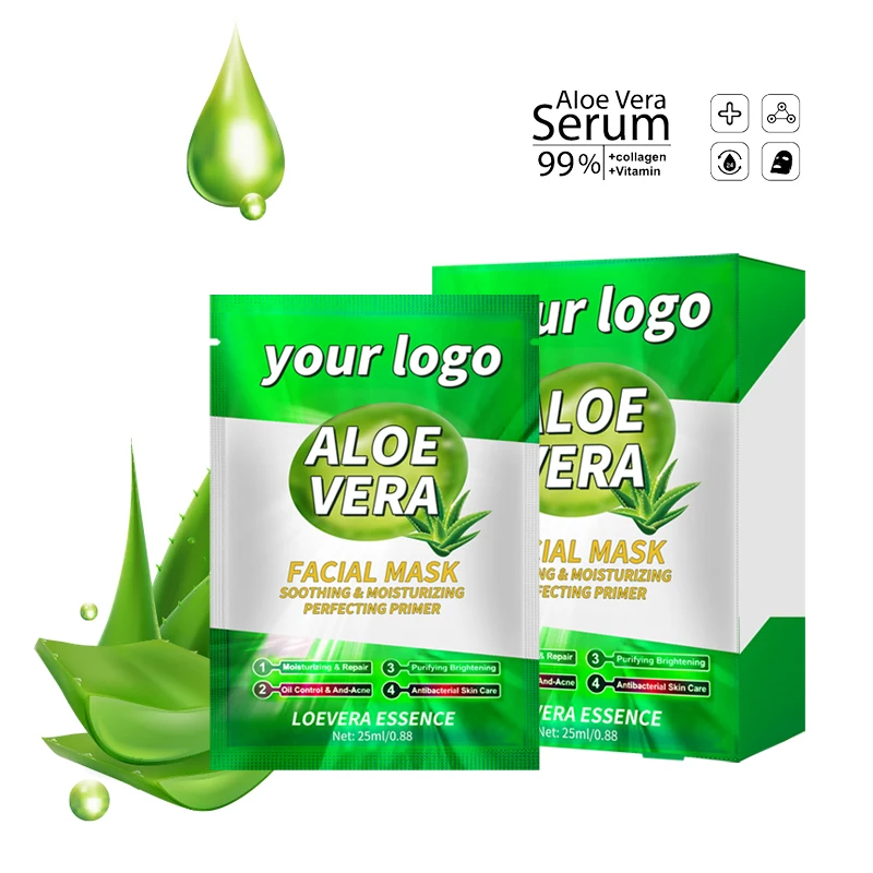 Hot Selling Private Label Moisturizing Hydrating Face Mask Sheet Aloe Vera Facial Mask