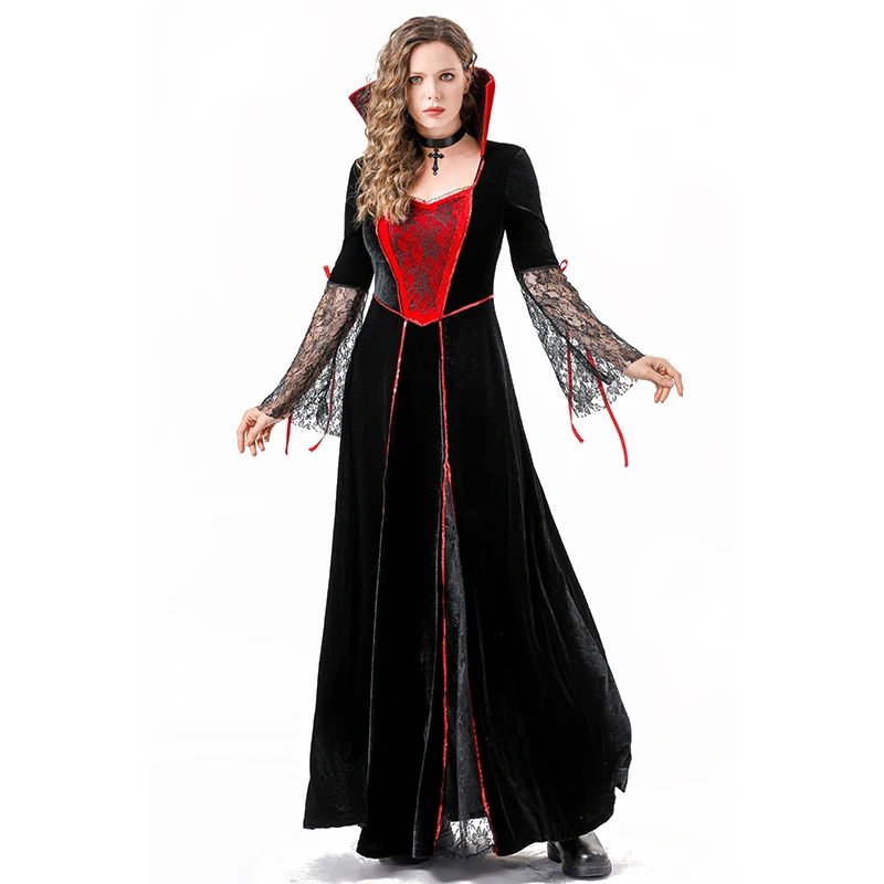 Halloween New Adult Dark Vampire Queen Cosplay Costume Female Dress Horror Vampire Role Play Stage Costume Cosplay