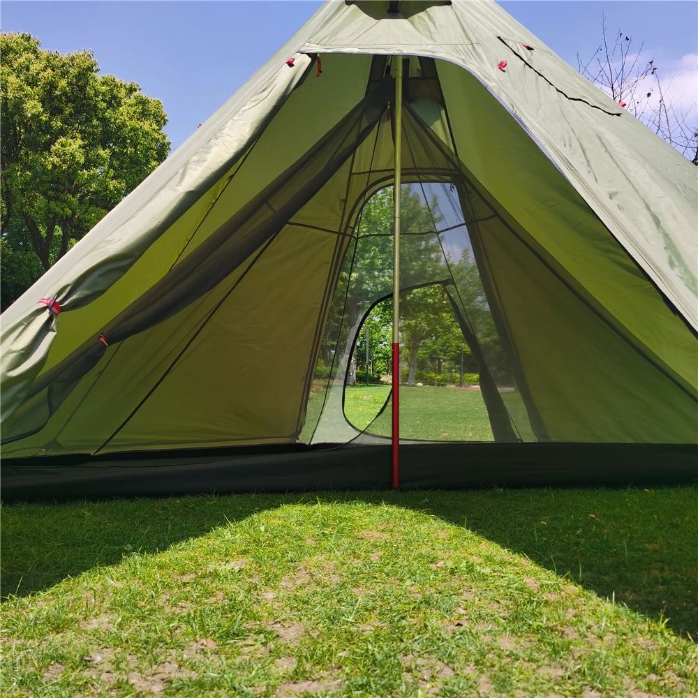 MCETO Pyramid Octagon Shape Hot Tent Adventure Wild Camping Tent With Stove Hole Hunting Hiking Snow Skirt Big Space 400PRO