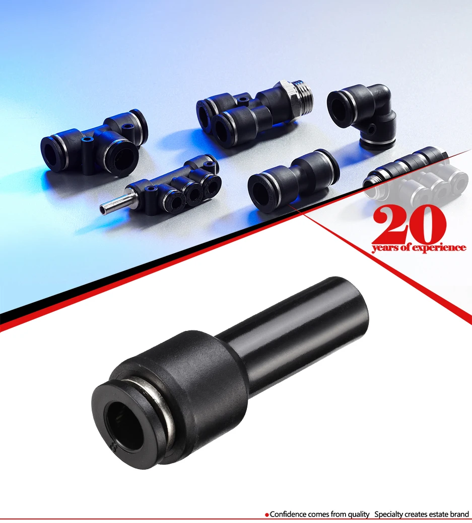 Durable Plastic Push-in Pneumatic Fittings for Industrial Air Hoses