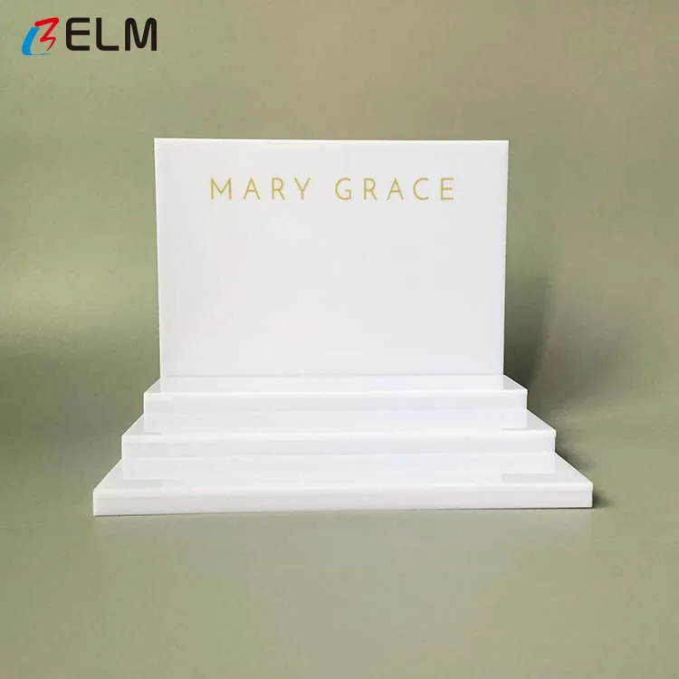 Custom cream lipsticks acrylic white display stand 3 tiered counter top