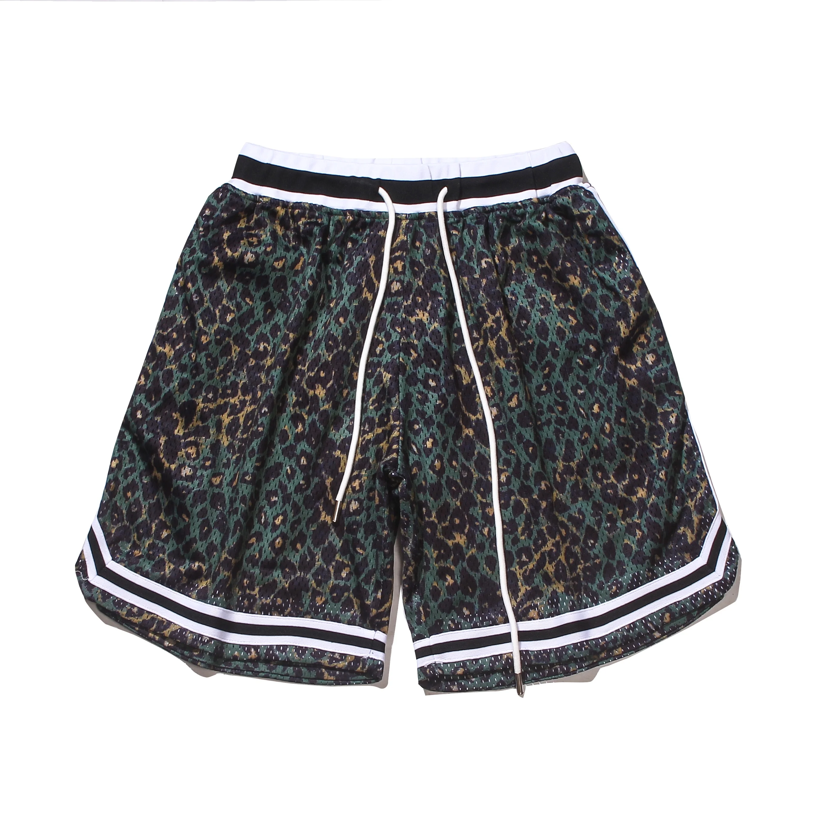 OEM Shorts Long Drawstring drop shipping stock hit pop men Leopard print floral mesh short