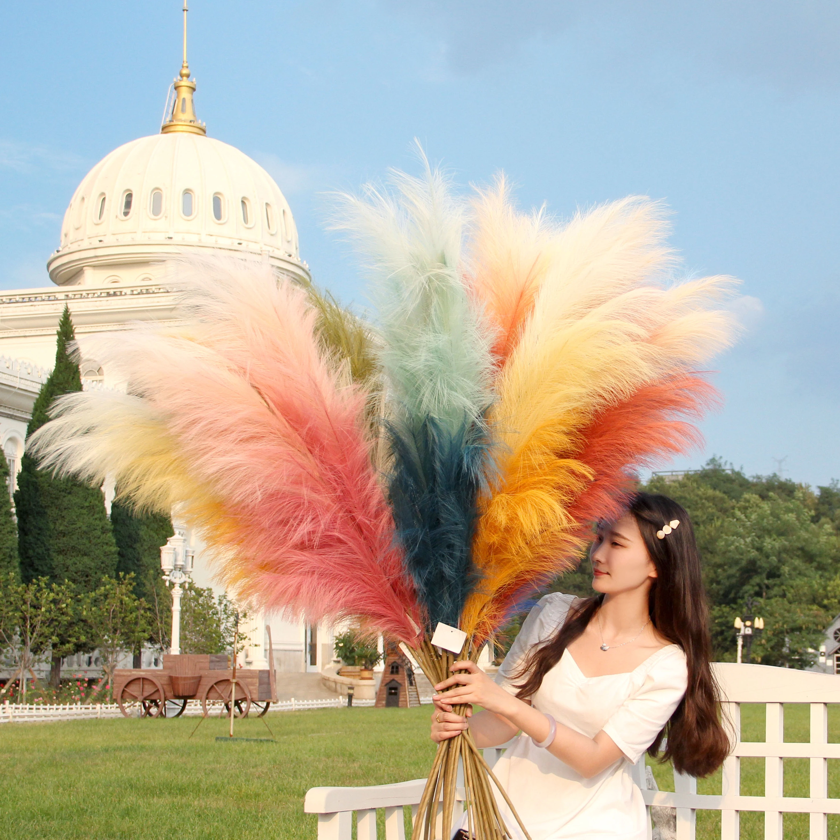 Multicolor Artificial Tiffany Blue Pampas Cortaderia Selloana Gradient Neon Pampas Phragmites Communis Pampas Seeds