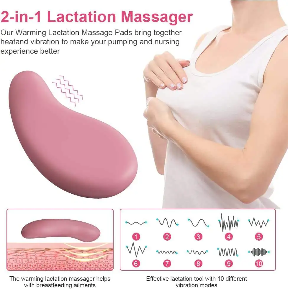 Wholesale Soft Silicone Warming and Vibrating Lactation Massager Vibrator for Breast Pain Relief