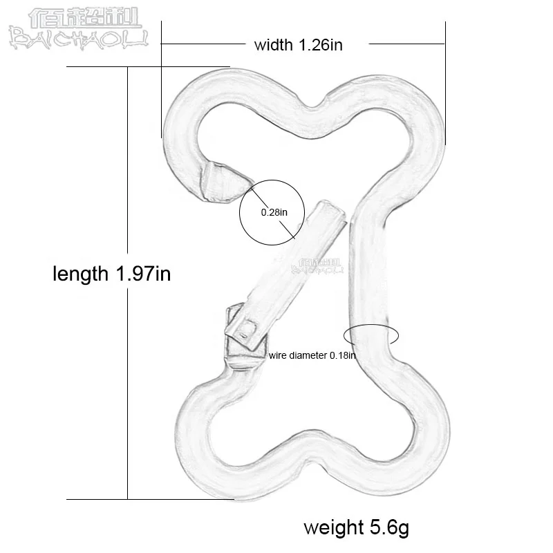 Dog Bone Shaped Aluminium alloy spring Hook for Carabiner